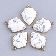 Electroplate Natural Howlite Pendants, with Iron Findings, Arrows, Golden, 30~31x22.5x6~7mm, Hole: 1.8mm(G-S344-20H)