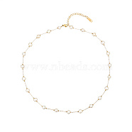 Stainless Steel Chain Necklaces for Women, with Imitation Pearl, Golden, 16.93 inch(43cm)(CU9392-3-1)