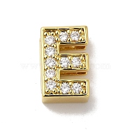 Brass Micro Pave Cubic Zirconia Beads, Lead Free & Cadmium Free, Long-Lasting Plated, Real 18K Gold Plated, Letter E, 12x8x5mm, Hole: 9x2mm(KK-H487-25G-05)