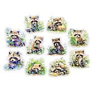 Animal Waterproof PET Stickers Set, Decorative Stickers, for Water Bottles, Laptop, Luggage, Cup, Computer, Mobile Phone, Skateboard, Guitar Stickers, Raccoon, 50~60x54~60x0.1mm, 10 style, 1pc/style, 10pcs/set(DIY-G118-03A)