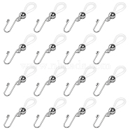 16Pcs Silicone Plastics Zipper Holder Upper for Jeans and Buttons, Keep Zipper Up On Pants with Iron Hooks, Platinum, 35mm, Hole: 3x6mm(FIND-FG0002-90)