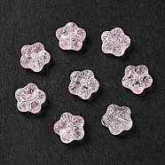 Transparent Glass Beads, Plum Blossom Flower, Pink, 12.5x13x5.5mm, Hole: 1.2mm(GLAA-F116-02E)