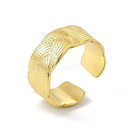 Ion Plating(IP) 304 Stainless Steel Twist Wave Open Cuff Ring for Women, Golden, US Size 7 1/4(17.5mm)(RJEW-E053-07G)