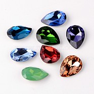 Faceted Teardrop K9 Glass Rhinestone Cabochons, Pointed Back & Back Plated, Grade A, Mixed Color, 10x7x4mm(RGLA-I001-10x7mm-M)