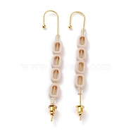 Brass Ear Wrap Crawler Hook Earrings, with Cellulose Acetate(Resin) and Ear Nuts, Ring, Golden, Bisque, 71mm, Pin: 0.8mm(EJEW-B003-03G-B)