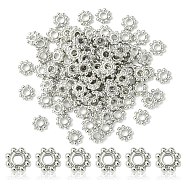 Alloy Daisy Spacer Beads, Flower, Metal Findings for Jewelry Making Supplies, Platinum, 5x1.5mm, Hole: 1.8mm(PALLOY-YW0001-80)