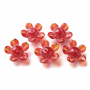 Handmade Lampwork Beads, Flower, Orange Red, 14.5~15.5x15~16x7~8mm, Hole: 1.5mm(LAMP-T011-10B)