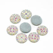 Resin Cabochons, Bottom Silver Plated, Half Round/Dome, White, 25x4.5~5mm(CRES-Q192-25mm-10AB)