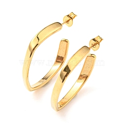 Ion Plating(IP) 304 Stainless Steel Twist Rectangle Stud Earrings, Half Hoop Earrings for Women, Real 18K Gold Plated, 29x27.5x3.5mm, Pin: 0.6mm(EJEW-K244-17G)