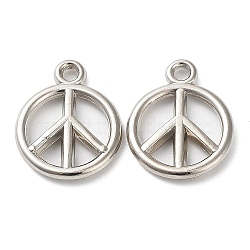 CCB Plastic Pendants, Peace Sign Charm, Platinum, 19.5x15.5x2.5mm, Hole: 2mm(CCB-K010-05P)