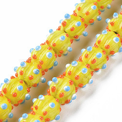 Opaque Handmade Bumpy Lampwork Beads Strands, Pumpkin, Yellow, 9.5~10.5x12.5~13.5mm, Hole: 2mm, about 50pcs/strand, 20.08 inch(51cm)(LAMP-T007-18-A03)