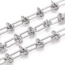 Iron Oval with knot Link Chains, Unwelded, with Spool, Platinum, 12.5x5.5x1mm, about 32.81 Feet(10m)/Roll(CH-N004-14P)