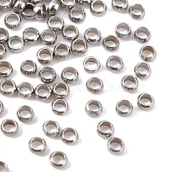 Tarnish Resistant 304 Stainless Steel Spacer Beads, Rondelle, Stainless Steel Color, 2x1mm, Hole: 1mm(STAS-R065-30)