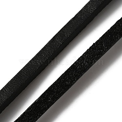 Flat Cowhide Leather Cord, for Jewelry Making, Black, 5x3mm, about 98.43 Yards(90m)/Bundle(WL-WH0003-18D-01)