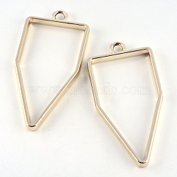 Rack Plating Alloy Polygon Open Back Bezel Pendants, For DIY UV Resin, Epoxy Resin, Pressed Flower Jewelry, Cadmium Free & Nickel Free & Lead Free, Golden, 45x22x3.5mm, Hole: 3mm(PALLOY-S047-10E-FF)