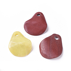 Natural Mixed Stone Big Pendants, Petal, Mixed Color, 57~63x45~49x3~6mm, Hole: 7~8mm(G-L523-092)