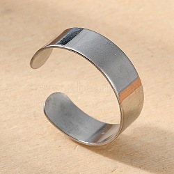 Non-Tarnish 304 Stainless Steel Cuff Rings, Open Rings, Wide Band Rings, Stainless Steel Color, Size 8, 18mm, 6mm(X-STAS-T045-22A-P)