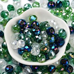 Glass Beads, Faceted, Rondelle, Dark Green, 10x8mm, Hole: 1mm, about 67pcs/60g(EGLA-A034-SM10mm-24)