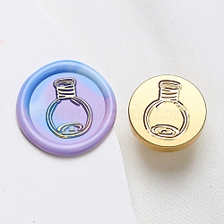 Wax Seal Brass Stamp Head, Bottle Pattern, for Wax Seal Stamp, Golden, 25x14.5mm, Hole: 7mm(AJEW-G056-01R)