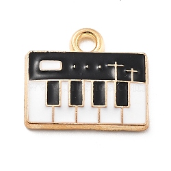 Alloy Enamel Charms, Golden, Piano, 13x14.5x2mm, Hole: 1.8mm(PALLOY-E582-08KCG-01)