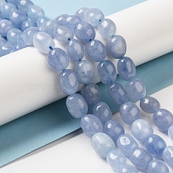 Natural Malaysia Jade Beads Strands, Faceted, Oval, Dyed and Heated, Light Steel Blue, 10.5~13x8.5~10x7~10mm, Hole: 1.2mm, about 31~32pcs/strand, 14.57''~15.16''(37~38.5cm)(G-I283-H10-02)