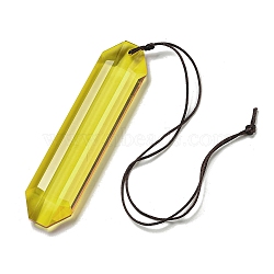 Glass Rectangle Hanging Suncatchers, for Window Garden Decorations, Yellow, 360mm(HJEW-P018-C02)