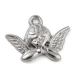 316 Stainless Steel Pendants, Angel Charm, Stainless Steel Color, 15.5x20x3mm, Hole: 1.6mm(STAS-B047-10P)