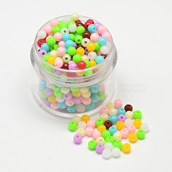 Round Opaque Acrylic Spacer Beads, Mixed Color, 4mm, Hole: 1mm, about 3920pcs/140g(MACR-I036-4mm-M)