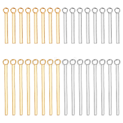 32Pcs 4 Style 304 Stainless Steel Pendants, Stamping Blank Tag, Rectangle/Bar, Golden & Stainless Steel Color, 18~28x1.5x1.5mm, Hole: 2mm, 8pcs/style(STAS-UN0044-20)
