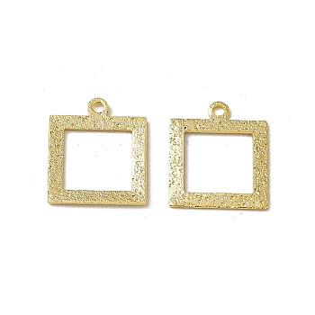 Brass Pendants, Cadmium Free & Lead Free, Textured, Rectangle Charm, Real 24K Gold Plated, 12x10x0.5mm, Hole: 1mm