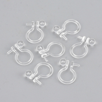 Plastic Clip-on Earring Findings, For Non-pierced Ears, Clear, 11x8.5x3mm, Pin: 1mm