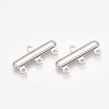 304 Stainless Steel Chandelier Component Links, 3-Strand Reducer Connector, Rectangle, Stainless Steel Color, 10x20x1mm, Hole: 1.2mm