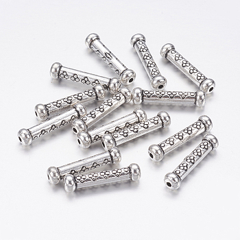 Tibetan Style Alloy Beads, Tube, Antique Silver, Lead Free & Cadmium Free & Nickel Free, 22x5.5mm, Hole: 1.5mm