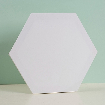Blank Canvas Wood Primed Framed, Stretched Cotton Panel Board, for Painting Drawing, Hexagon, White, 346x400x16mm
