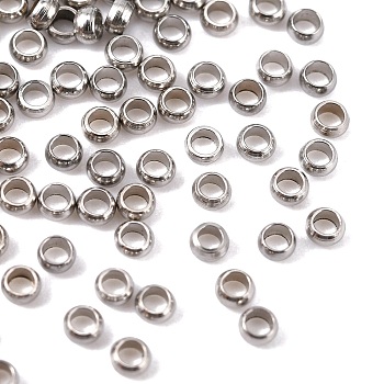 304 Stainless Steel Spacer Beads, Rondelle, Stainless Steel Color, 2x1mm, Hole: 1mm