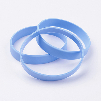 Silicone Wristbands Bracelets, Cord Bracelets, Light Sky Blue, 2-1/2 inch(63mm), 12x2mm