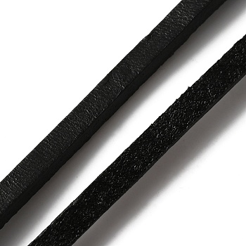 Flat Cowhide Leather Cord, for Jewelry Making, Black, 5x3mm, about 98.43 Yards(90m)/Bundle