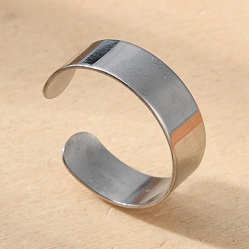 Non-Tarnish 304 Stainless Steel Cuff Rings, Open Rings, Wide Band Rings, Stainless Steel Color, Size 8, 18mm, 6mm