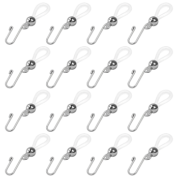 16Pcs Silicone Plastics Zipper Holder Upper for Jeans and Buttons, Keep Zipper Up On Pants with Iron Hooks, Platinum, 35mm, Hole: 3x6mm