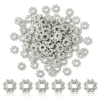 Alloy Daisy Spacer Beads, Flower, Metal Findings for Jewelry Making Supplies, Platinum, 5x1.5mm, Hole: 1.8mm