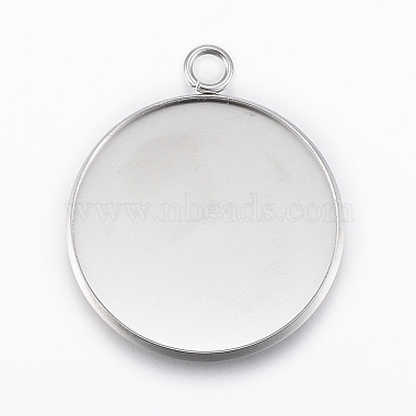304 Stainless Steel Pendant Cabochon Settings(STAS-E146-18P-25mm)-2