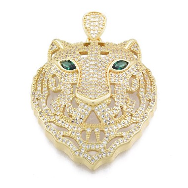 Real 18K Gold Plated Clear Tiger Brass+Cubic Zirconia Pendants