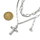 304 Stainless Steel Cross Pendant Chain Necklaces(NJEW-M078-05P)-3