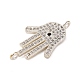 Rack Plating Brass Micro Pave Clear Cubic Zirconia Religion Hamsa Hand Connector Charms(KK-Z070-11P)-2