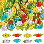 120Pcs 4 Colors  Polyester Rose Ornaments, for DIY Hair Accessories, Clothing Decoration, Costume, Mixed Color, 27.5~29x14~16x7.5mm, 30pcs/color(DIY-SP0005-62A)