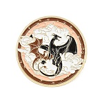 Enamel Pins, Alloy Lapel Pin Backs for Backpack Clothes, Flat Round with Dragon, Golden, 31mm(JEWB-C055-01G)