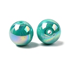 Opaque Acrylic Beads, AB Color Plated, Round, Dark Turquoise, 20x19mm, Hole: 2~3mm, about 111pcs/500g(MACR-S370-D20mm-02)