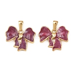 304 Stainless Steel Enamel Pendants, Bowknot, Golden, Dark Red, 21x25.5x3.5mm, Hole: 6x3mm(STAS-P438-11G)