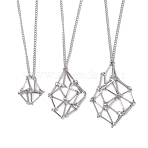 Non-Tarnish 3Pcs 3 Sizes Stainless Steel Macrame Pouch Empty Stone Holder for Necklace Makings, Stainless Steel Color, 17.91~28.19 inch(45.5~71.6cm), 1Pc/size(NJEW-JN04821)