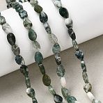 Natural Moss Agate Beads Strands, Teardrop, Faceted, 6x4x2.5mm, Hole: 0.6mm, about 62~68pcs/strand, 15.16~15.55''(38.5~39.5cm)(G-B159-A09)